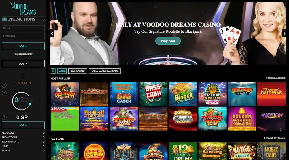 VoodooDreams Casino Games Screenshot